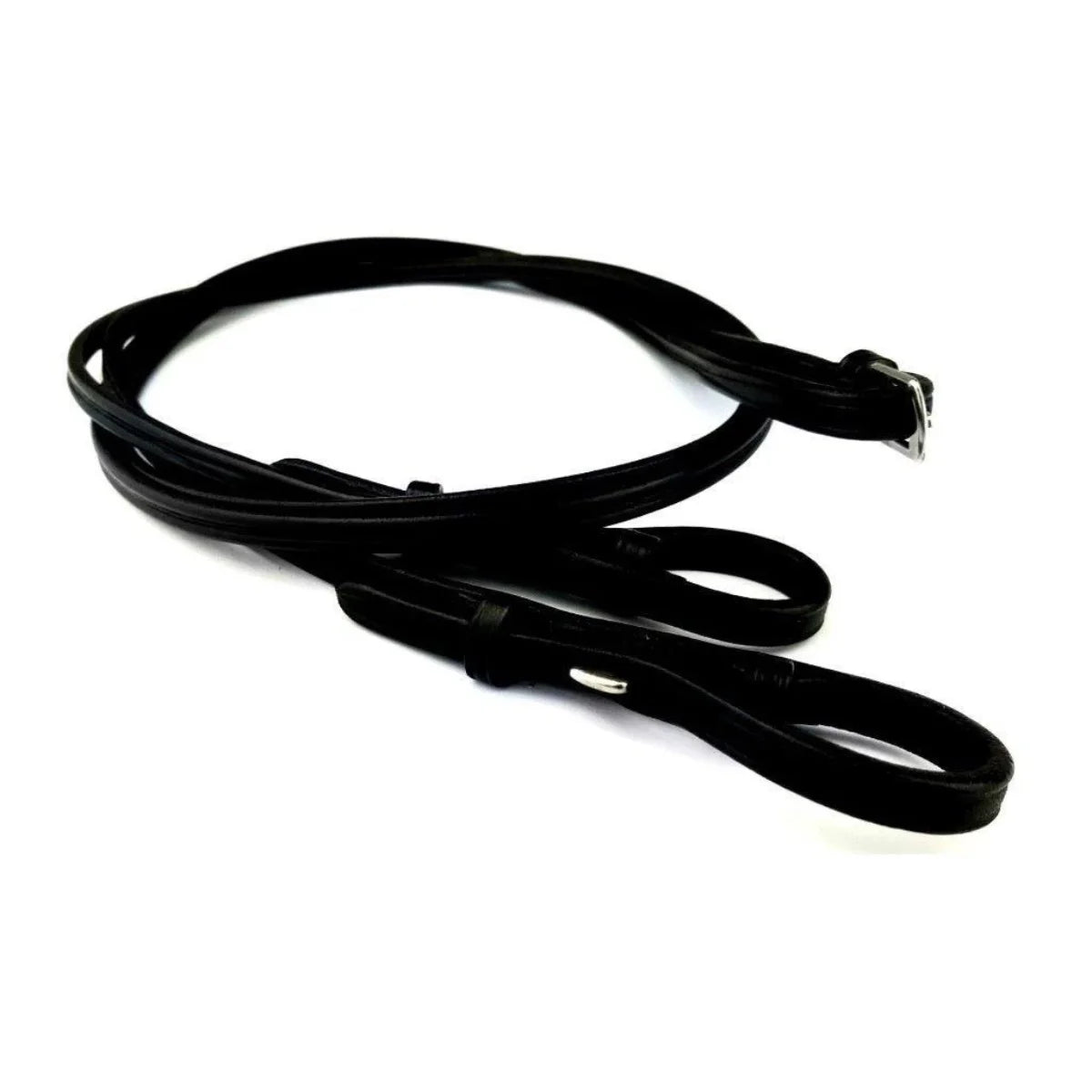 EcoRider Classic 1/4" Lace Leather Reins with a fine plain profile and secure hook stud billets, ideal for pony and junior riders.
