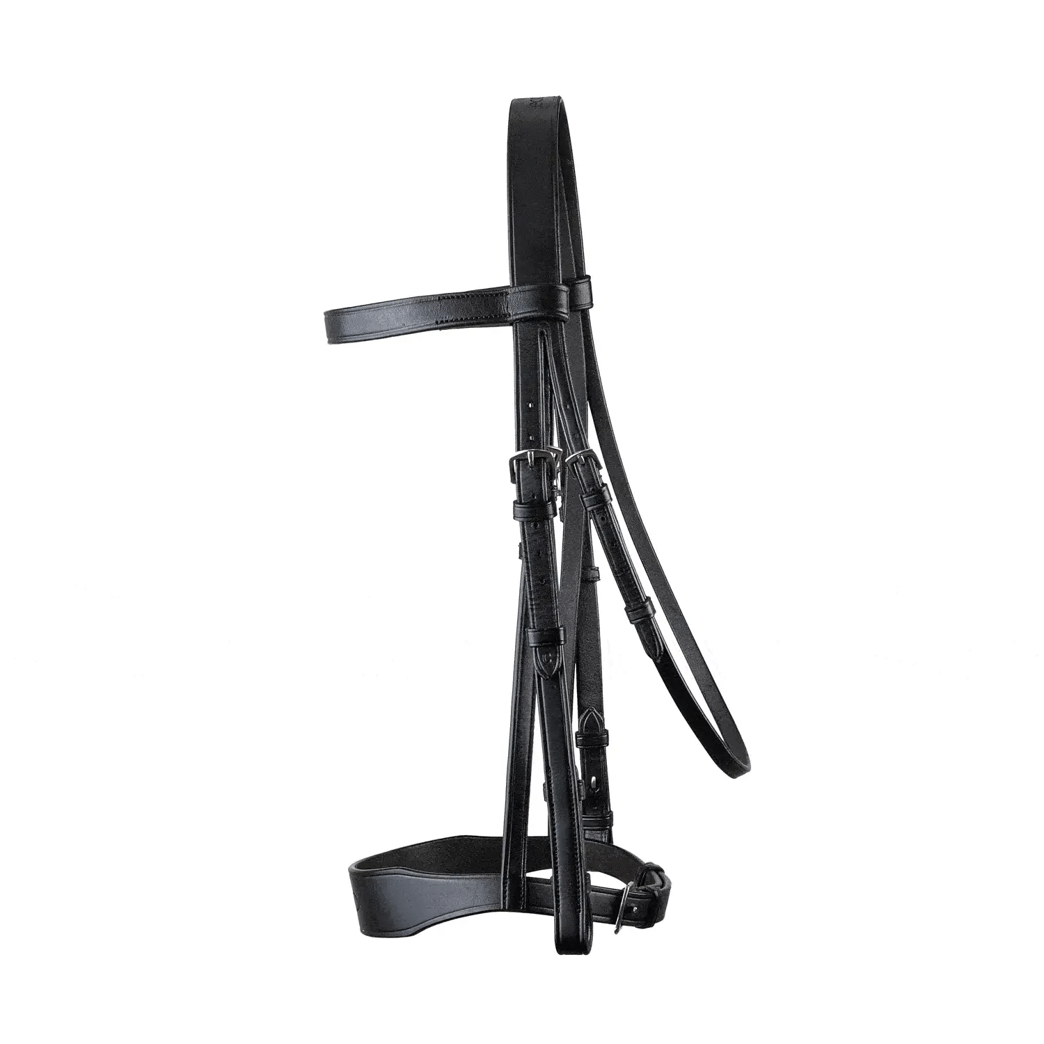 Black EcoRider Classic Show Leather bridle on a white background