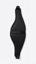 Black EcoRider Eventair Poll Guard with breathable air mesh and padded lining, fitted on a matching brown leather headpiece.