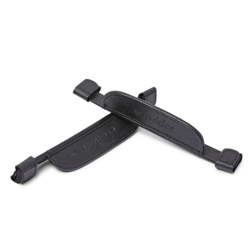 Black EcoRider FEI Compliant Leather Blinkers separates pair featuring secure velcro cheekpiece attachments.
