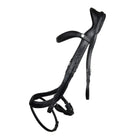 Black EcoRider Anatomic Bridle with decorative white fancy stitching, an ergonomic padded crownpiece, and an anatomic flash noseband.