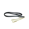 EcoRider Inhand Leather Lead with Brass Chain featuring a 1.5m supple leather strap, removable solid brass chain, and secure snap clip.