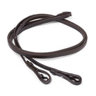 Coiled Brown EcoRider Ultra Comfort Flexi Reins featuring a low-profile pimple rubber grip and supple leather hook stud ends.