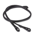 Coiled Black EcoRider Ultra Comfort Flexi Reins featuring a low-profile pimple rubber grip and supple leather hook stud ends.