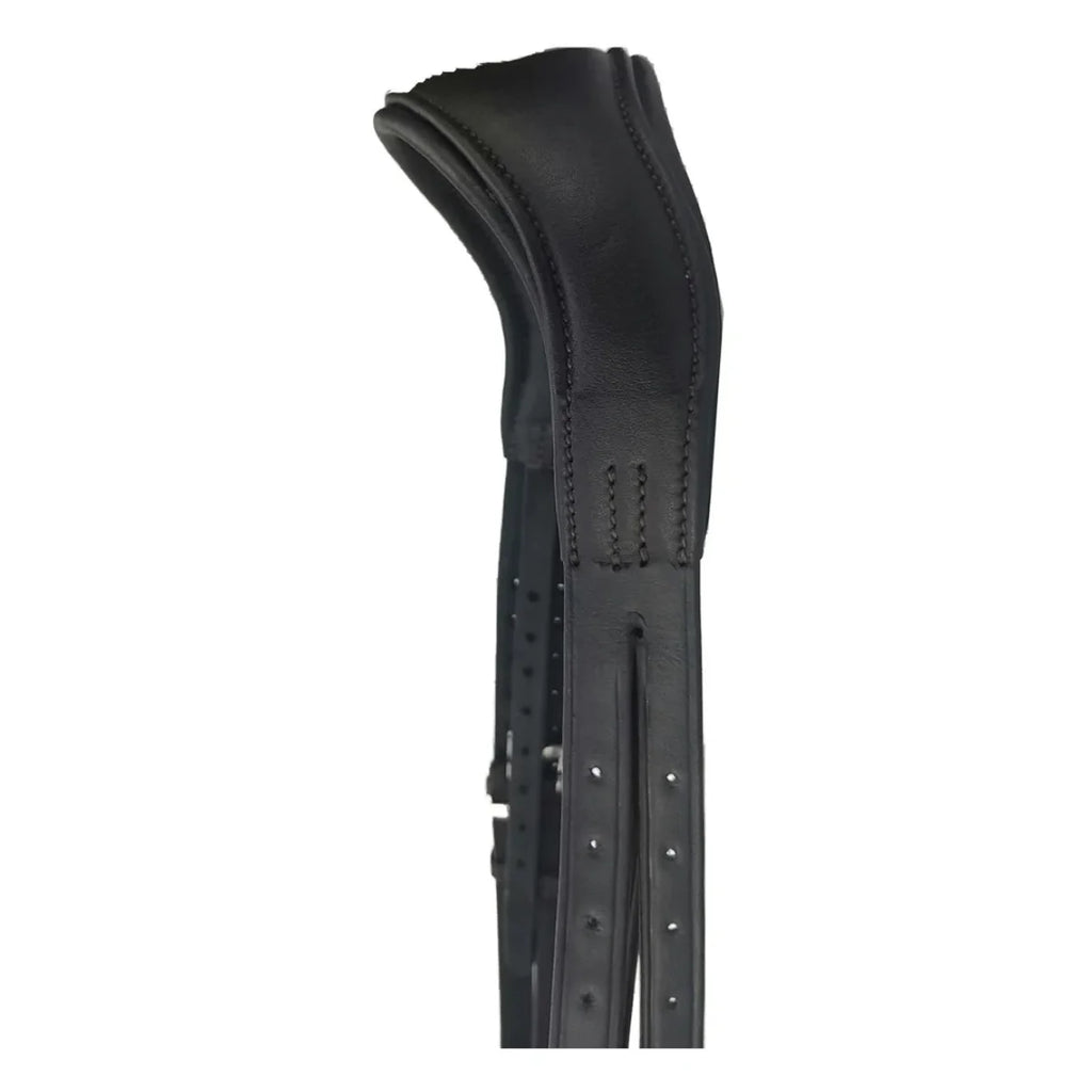 Black EcoRider Perfect Fit anatomic leather headpiece separate with plush comfort padding and adjustable split cheek straps.