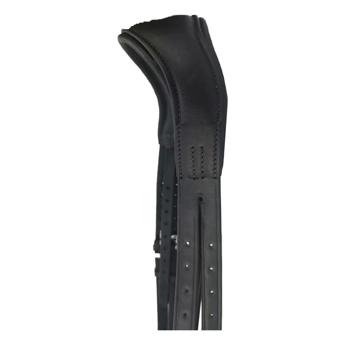 Black EcoRider Perfect Fit anatomic leather headpiece separate with plush comfort padding and adjustable split cheek straps.