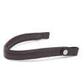 EcoRider Perfect Fit Freedom Comfort Browband close-up, highlighting the vegetable-tanned leather craftsmanship, secure stitch lines, and the quick-release signature e-clasp for customized anatomical bridle styling.