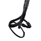 Black EcoRider Perfect Fit anatomic noseband with decorative white stitching, thick padding, and an adjustable padded chin strap.