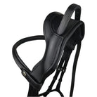Black EcoRider Perfect Fit Freedom Headpiece showing the anatomical ear cutaway, soft padding, and dynamic elastic poll insert.