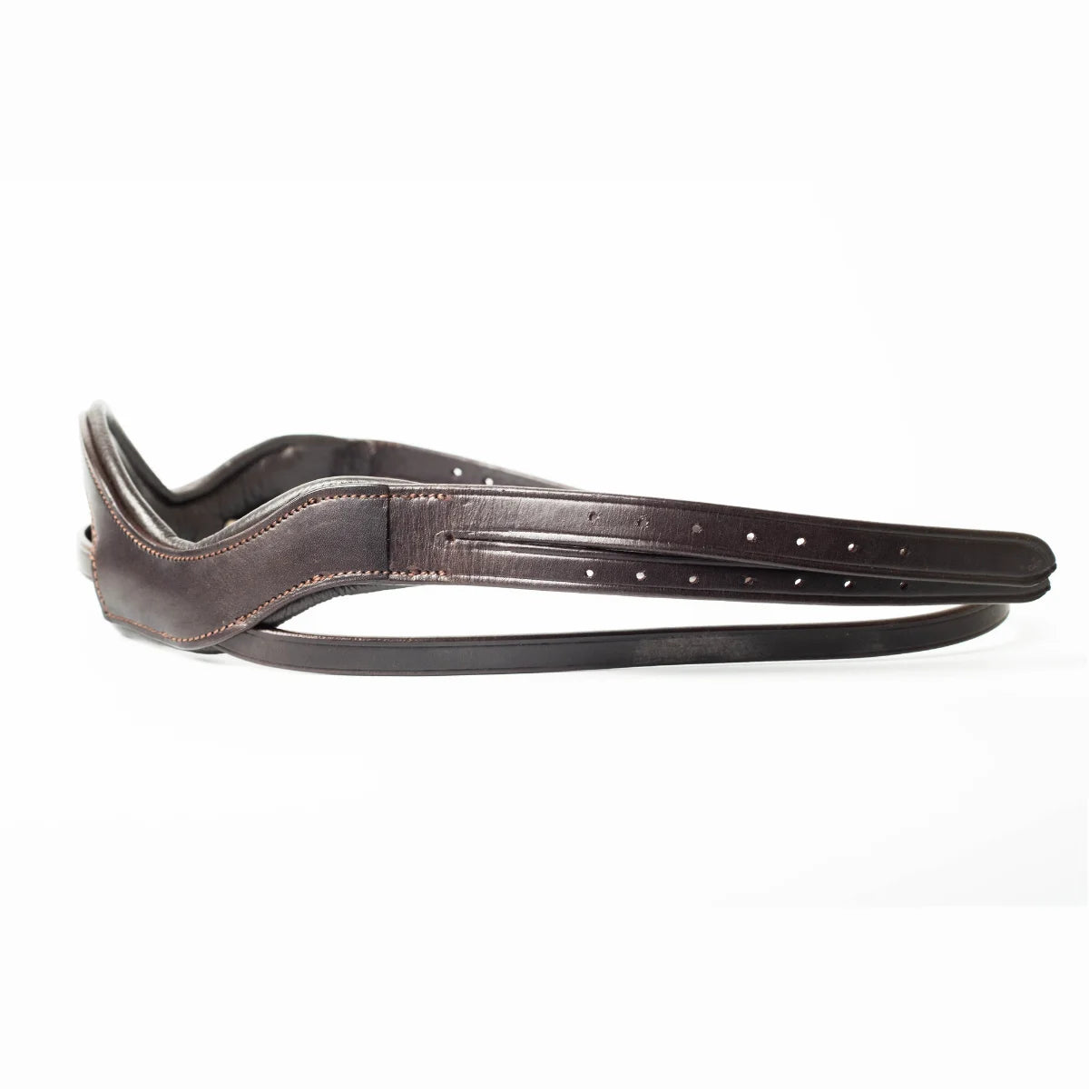 Brown EcoRider Perfect Fit anatomic leather headpiece separate with plush comfort padding and adjustable split cheek straps.