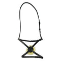 Black EcoRider Perfect Fit Grackle Noseband separate, displaying the figure-of-eight design, sheepskin pad, and slip-head strap.