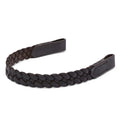 Brown EcoRider Perfect Fit Plaited Leather Browband showing the hand-woven 3-band plait design and universal loops.