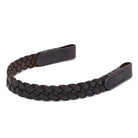 Brown EcoRider Perfect Fit Plaited Leather Browband showing the hand-woven 3-band plait design and universal loops.