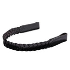 Black EcoRider Perfect Fit Plaited Leather Browband showing the hand-woven 3-band plait design and universal loops.