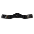 Black EcoRider SeamFree Anatomic Dressage Leather Girth featuring a wide contoured sternum plate, central D-ring, and roller buckles.
