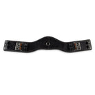 Black EcoRider SeamFree Anatomic Dressage Leather Girth featuring a wide contoured sternum plate, central D-ring, and roller buckles.