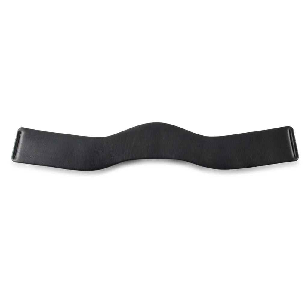 Underside of the Black EcoRider SeamFree Anatomic Dressage Girth, illustrating the smooth, anti-rub seamless leather lining.