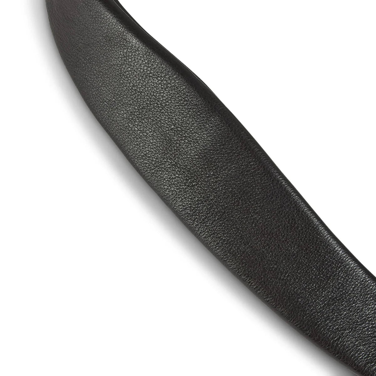 Close-up view of the supple, textured black leather lining on an EcoRider Ultra Comfort anatomical bridle separate.