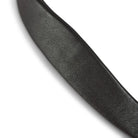 Close-up view of the supple, textured black leather lining on an EcoRider Ultra Comfort anatomical bridle separate.