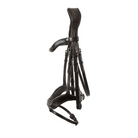 Brown EcoRider anatomic leather bridle featuring an ergonomic padded headpiece, curved browband, and padded noseband with removable flash.