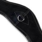Close-up detail of the central sternum D-ring on the EcoRider Ultra Comfort anatomic black leather girth.