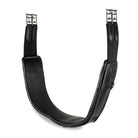 U-shape view of the EcoRider black Ultra Comfort anatomic leather girth with black elasticated ends and stainless steel roller buckles.
