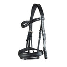Black EcoRider Freedom Comfort plain padded cavesson leather bridle with an anatomic headpiece and curved padded browband.
