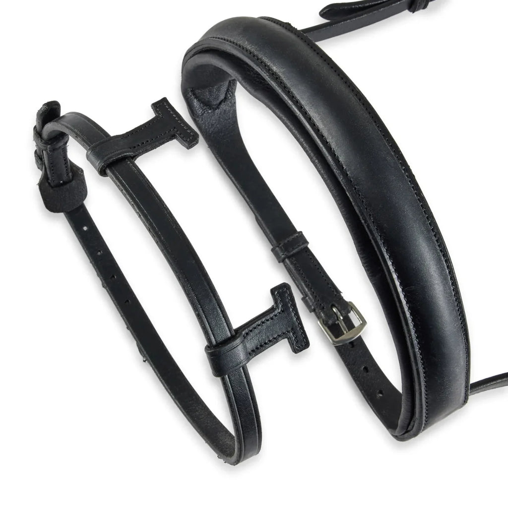 Black EcoRider Perfect Fit Universal Strap with T-shaped loops for converting nosebands to traditional headpieces.