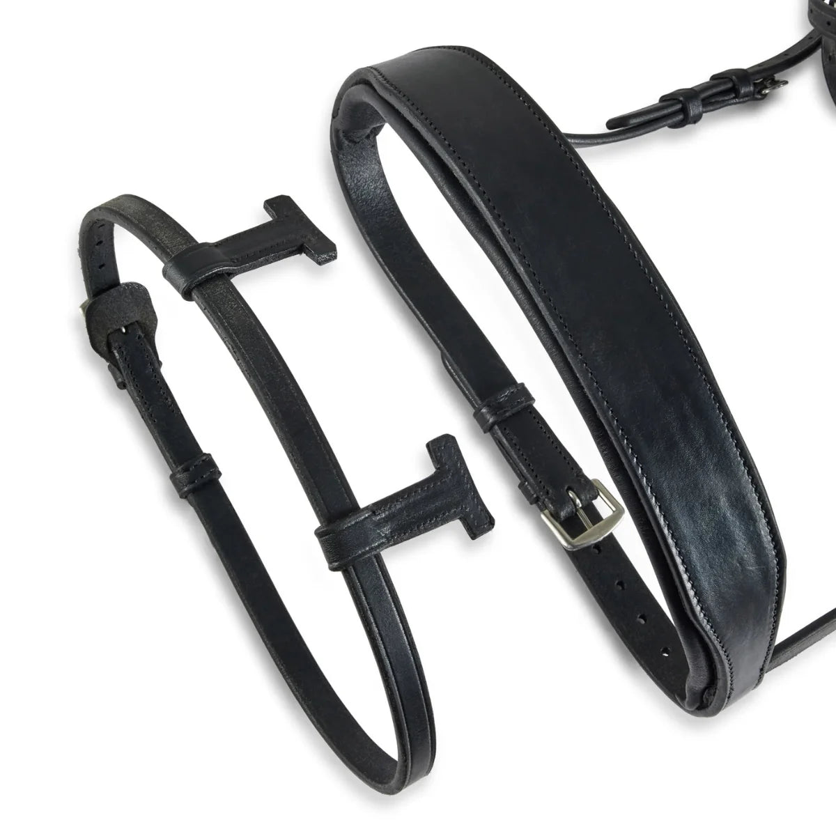 Black EcoRider Perfect Fit Universal Strap with T-shaped loops for converting nosebands to traditional headpieces.