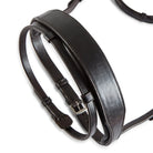 Brown EcoRider Perfect Fit Show Comfort Cavesson Noseband separate, featuring thick protective padding and adjustable straps.