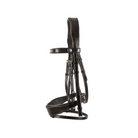 Brown EcoRider Freedom Comfort plain padded cavesson leather bridle with an anatomic headpiece and curved padded browband.