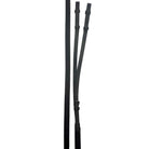 Black EcoRider Elasticated Side Reins featuring strong nylon webbing, integrated high-flex elastic inserts, and adjustable silver buckles.