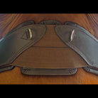 Close-up of the sternum elasticated stretch panel and D-rings on the EcoRider Ultra Comfort Anatomic Girth, fitted on a horse.