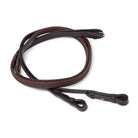 Coiled Brown EcoRider Ultra Comfort Flexi Reins featuring a low-profile pimple rubber grip and supple leather hook stud ends.
