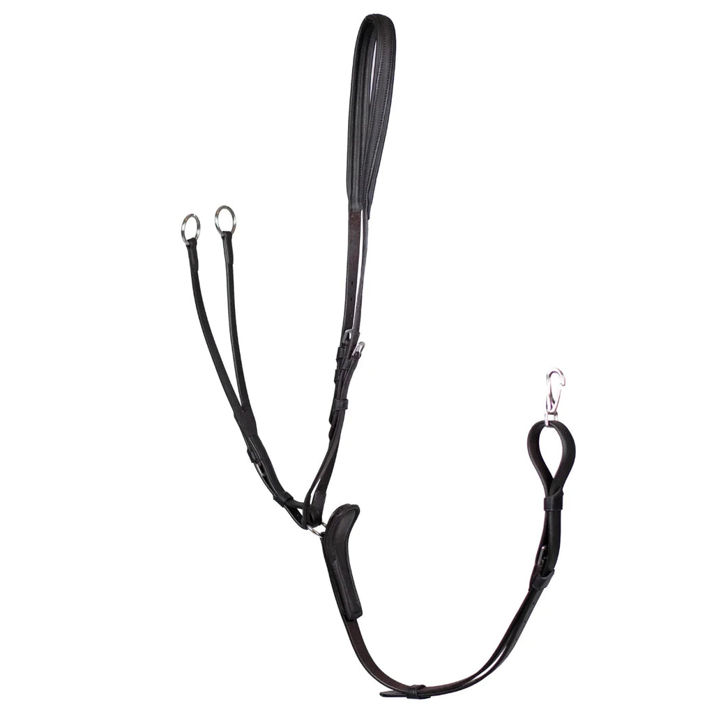 Black EcoRider Ultra Comfort Multi Purpose Martingale featuring a padded neck strap, padded chest plate, and running martingale rings.