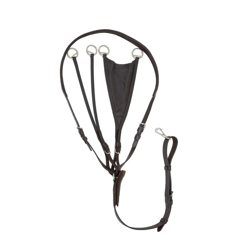 Brown EcoRider Ultra Comfort Multi-Purpose Martingale set, displaying both the interchangeable running and bib attachments.