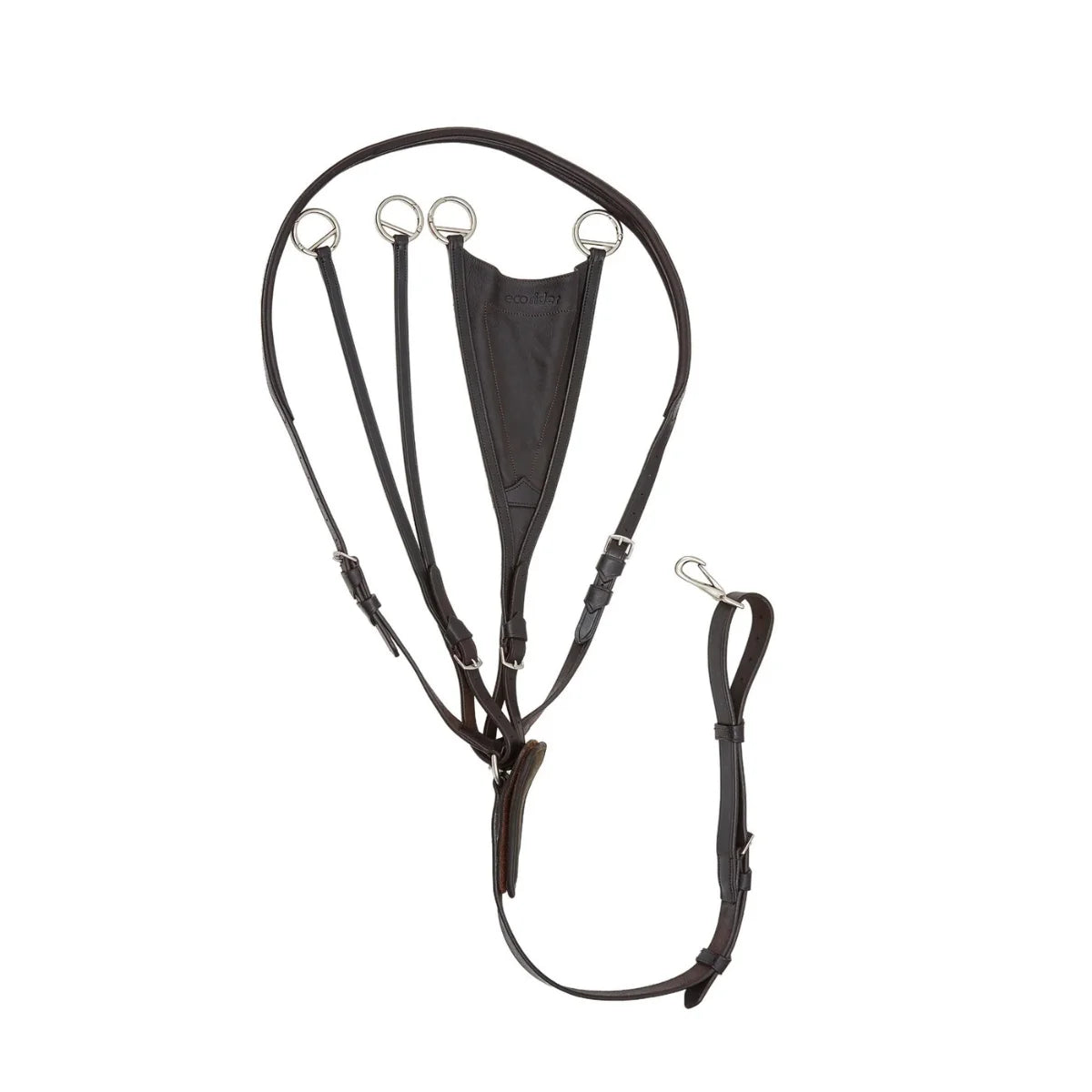 Brown EcoRider Ultra Comfort Multi-Purpose Martingale set, displaying both the interchangeable running and bib attachments.