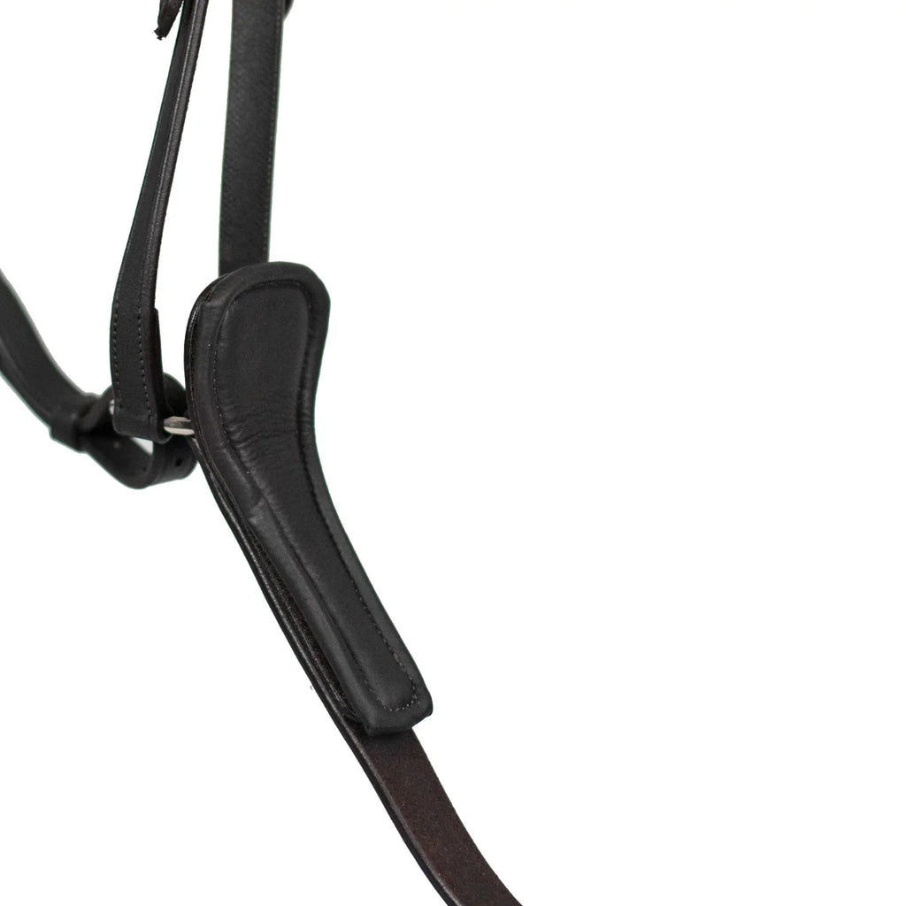 Close-up of the padded leather chest plate on the Black EcoRider Ultra Comfort Martingale.